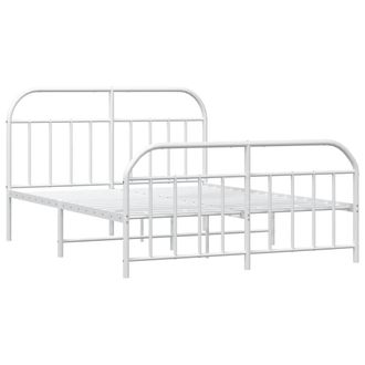 vidaXL Vidaxl - Estructura Cama Sin Colch&oacute;n Con Estribo Metal Blanco 140x190 Cm