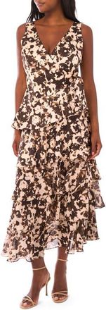 1.State Sleeveless Asymmetric Tiered Wrap Dress in Brown Stone at Nordstrom, Size X-Large