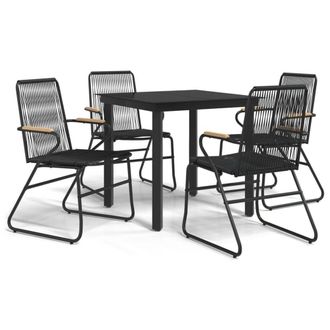 Berkfield Home 5 Piece Garden Dining Set Black PVC Rattan