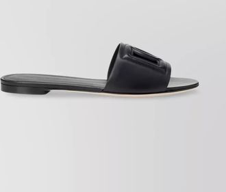 Dolce & Gabbana signature logo-embossed leather slides