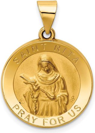 Diamond2Deal 14k Yellow Gold Polished Satin St. Rita Hollow Medal Pendant