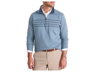 Vineyard Vines Saltwater 1/4 Zip Mens Sweatshirt Blue Mirage : MD, Cotton/Polyester