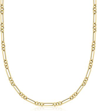 Ross-Simons Italian 14kt Yellow Gold Alternating Cable and Paper Clip Link Necklace