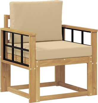 vidaXL Sof&aacute; De Exterior Poli&eacute;ster Blanco Y Beige Vidaxl