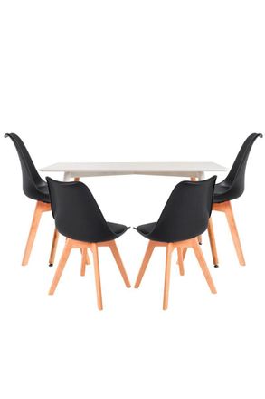 Regalos Miguel Regalos Miguel - Conjuntos De Mesa Y Sillas - Conjunto Mesa Tower Rectangular 120 X 80 Cm Blanca Y Pack 4 Sillas Synk Basic - Negro