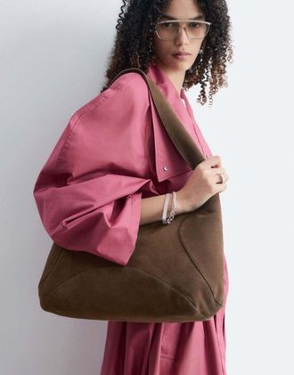 & Other Stories shopper in camoscio premium color cioccolato-Marrone