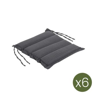 ED&Egrave;N JARD&Iacute; Pack de 6 cojines para sillas de jard&iacute;n olefin gris 37x37 cm