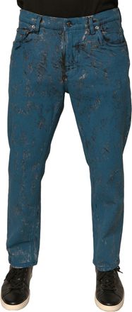 Dolce & Gabbana Mens Blue Logo Cotton Stretch Skinny Denim Jeans Elastane Clothing