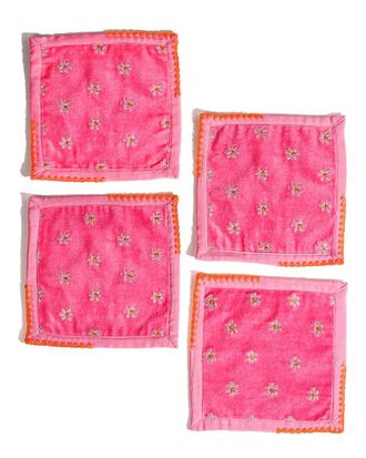Tiramisu Pink Blossom Embroidered Cocktail Napkins
