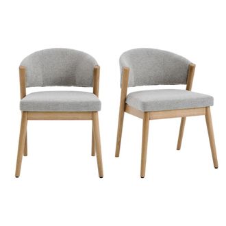 Moloo Silla de madera natural y tela trendy greige (x2)