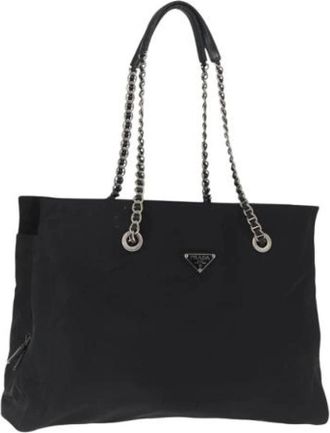 Prada Pre-owned Tote Bags, female, Black, Size: ONE SIZE Pre-owned Nylon Tote Bag