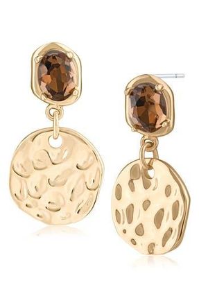Jardin Crystal Hammered Disc Drop Earrings in Champange/Gold at Nordstrom Rack