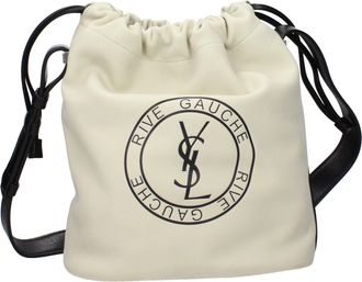 Saint Laurent Rive Gauche Damess Crossbodytas Su&egrave;de Beige/Zwart