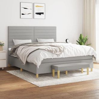vidaXL Vidaxl - Cama Box Spring Con Colch&oacute;n Tela Gris Claro 160x200 Cm