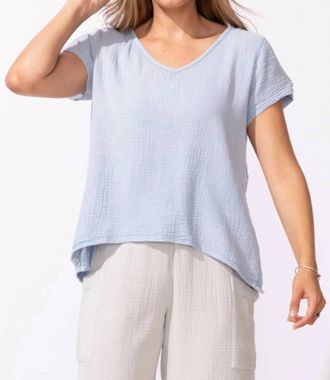 Habitat Sunkissed Cotton Gauze V-Neck Top In Hightide