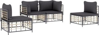 vidaXL Vidaxl - Juego De Muebles De Jard&iacute;n 4 Pzas Y Cojines Rat&aacute;n Pe Antracita