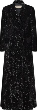 Blanca Vita Cappotto Doppiopetto Ricamato di Paillettes - - Coats - Donna - Nero - M