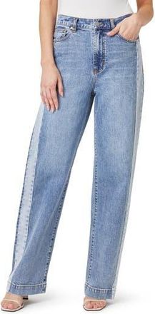 Habitual Colorblock High Waist Slouchy Straight Leg Jeans in Pacific at Nordstrom Rack, Size 27