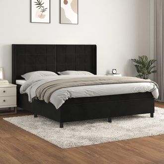 vidaXL Vidaxl - Cama Box Spring Con Colch&oacute;n Terciopelo Negro 160x200 Cm