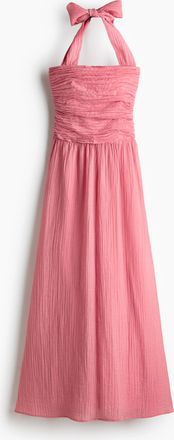 H&M Neckholderkleid mit Raffungen - Pink