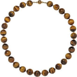 Jennifer Behr Corisande beaded necklace - women - Tiger eye/18kt Gold Plated Brass - One Size - Brown