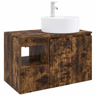 vidaXL Juego De Muebles De Ba&ntilde;o 2 Uds. Roble Ahumado Vidaxl