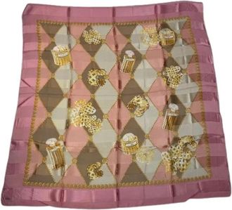 Balenciaga Pre-owned Vintage Baroque Zijden Sjaal - Dames - Vintage Accessoires - Roze - ONE Size - Vintage