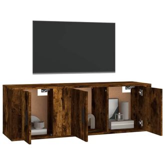 Berkfield Home Classic 2 Piece TV Cabinet Set Smoked Oak Engineered Wood in Brown