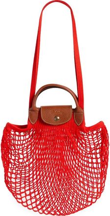 Longchamp Le Pliage Filet Knit Shoulder Bag in Red at Nordstrom Rack