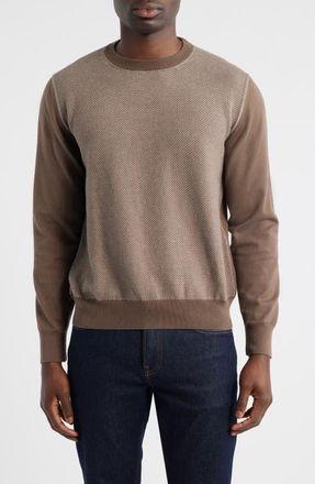 Canali Cotton Crewneck Sweater in Brown at Nordstrom, Size 38 Us