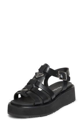 Prada Platform Cage Sandal in Nero at Nordstrom, Size 10Us