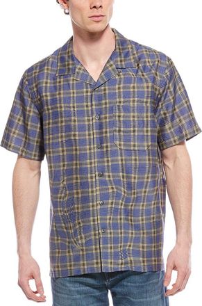 Theory Wrinkle Check Silk-Blend Shirt