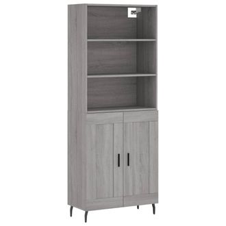 vidaXL Vidaxl - Aparador Alto Madera Contrachapada Gris Sonoma 69,5x34x180 Cm