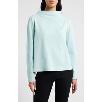 Eileen Fisher Funnel Neck Long Sleeve Boxy Top in Pool at Nordstrom Rack, Size X-Small