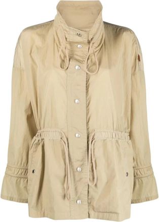 Moncler Deel Short Parka - Dames - Zomerjassen - Beige - S - Leer - Jassen