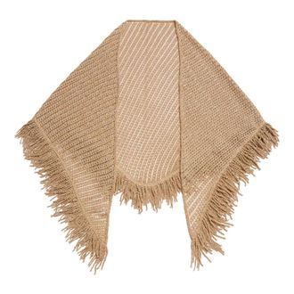 Simona Corsellini Scarves, female, Beige, Size: ONE SIZE Scialle Crochet con Frange in Lurex