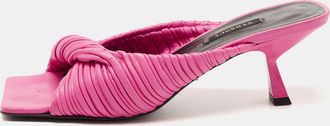 Versace Pink Pleated Leather Plisse Slide Sandals