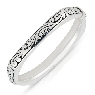 MAX + STONE 925 Sterling Silver 7 Inch Filigree Squared Bracelets with Hinged Clasp