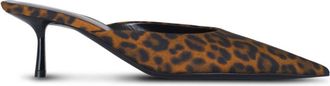 Saint Laurent 55mm Barbara leopard grosgrain mules - women - Viscose/Calf Leather/Calf Leather - 37 - Brown