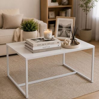Dmora Mesa De Centro Lisese, Forma Cuadrada, Color Blanco, Material Tablero De Madera Nobilitada, 67x67x46h Cm Blanco
