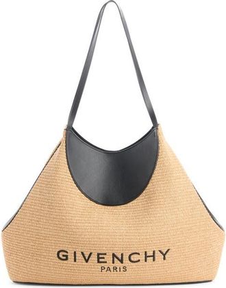 Givenchy Medium Facet Straw & Leather Tote in Natural at Nordstrom