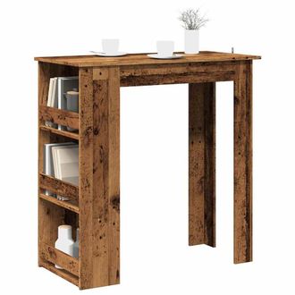 Berkfield Home Bar Table with Storage Rack Old Wood 102x50x103.5 cm in Brown