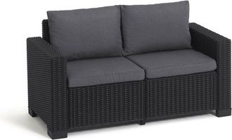 Dmora Sofá de exterior Rossa, Sofá para jardín, Sofá para terraza, Sofá outdoor, 141x68 h72 cm, Antracita - Dmora