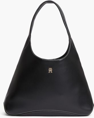 Tommy Hilfiger Womens Monogram Slouchy Shoulder Bag - Black