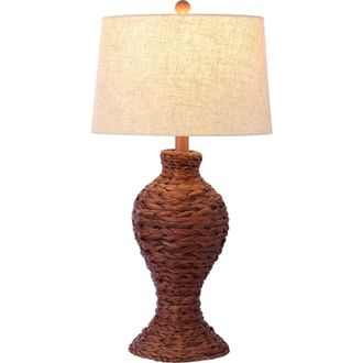 Jonathan Y Designs Elicia 31 1-Light Coastal Cottage Water Hyacinth Weave LED Table Lamp in Dark Brown at Nordstrom