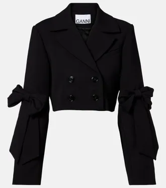 Ganni Double-breasted cropped blazer