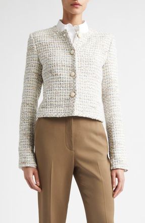 St. John C&ocirc;te dAzure Tweed Crop Jacket in Ecru /Taupe Multi at Nordstrom, Size 12
