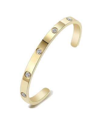 Liv Oliver 18K Plated Cz Embellished Bangle Bracelet
