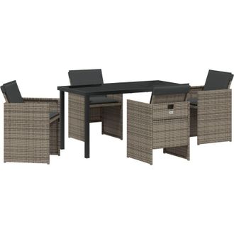 vidaXL Vidaxl - Conjunto De Comedor De Jard&iacute;n Con Coj&iacute;n 5 Pcs Gris Polirat&aacute;n