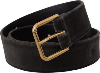 Dolce & Gabbana Fluwelen Riem Goudkleurige Gesp - Dames - Riemen - Bruin - ONE Size - Accessoires